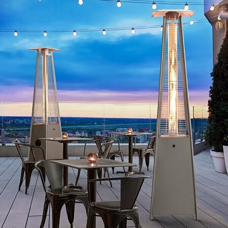 BACKYARD PRO COURTYARD BP Courtyard Series HPSQRSS Stainless Steel Portable Propane Outdoor Patio Heater with Glass Tube 554HPSQRSS